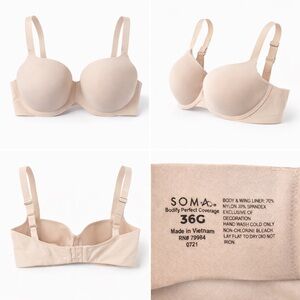 SOMA Bodify Perfect Coverage T-Shirt Bra Nude Smooth Everyday 36C